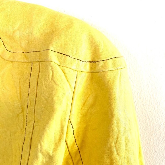 Tracy Reese Yellow Leather Moto Jacket 6 EUC - Picture 12 of 16